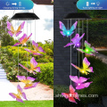 Purple Butterfly Solar Wind Chimes for Outdoor Use with Color Changing Feature